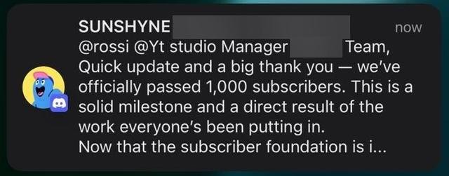 Sunshyne: passed 1,000 subscribers