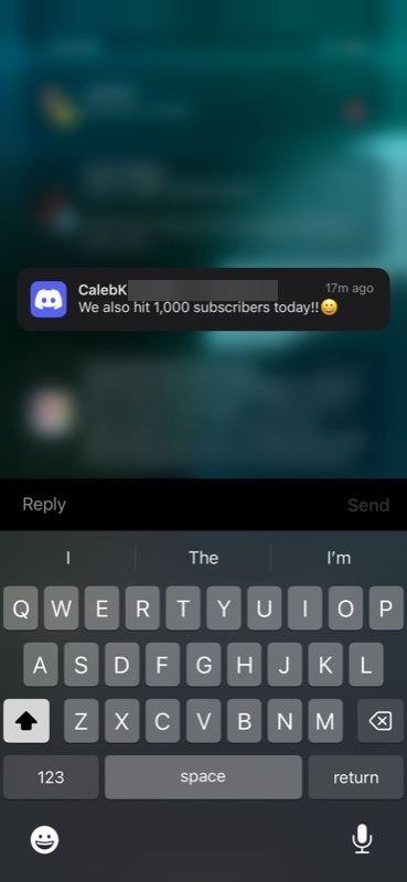 Phone notification celebrating a channel reaching 1,000 subscribers