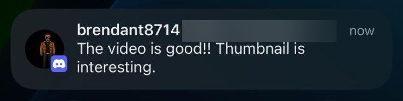 Client notification complimenting a video and its thumbnail