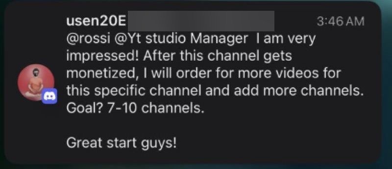 Client notification about scaling up to more channels after monetization